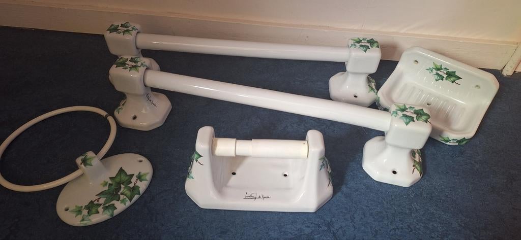 Complete Badkamer Accessoires Set - Klimop Design, Ophalen, Gebruikt, Wit, Overige typen