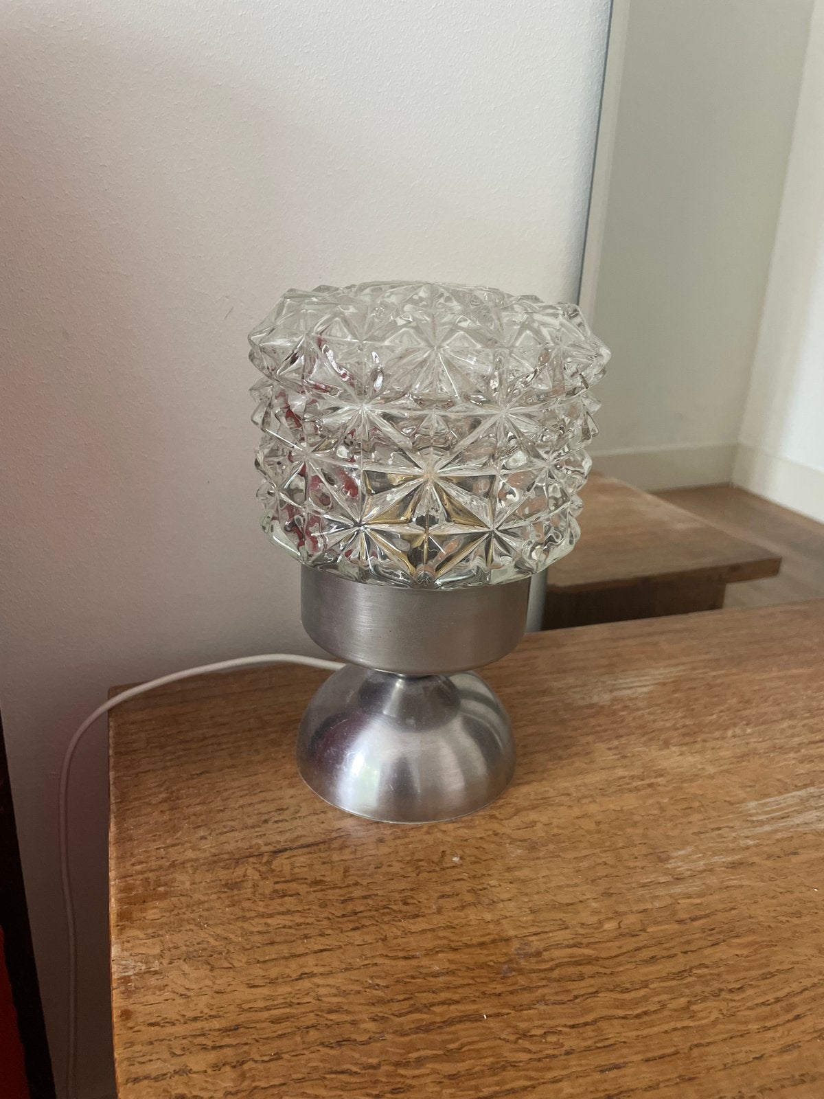 Vintage Tafellampen Set - Glas & Metaal, Ophalen, Zo goed als nieuw, Glas, Minder dan 50 cm