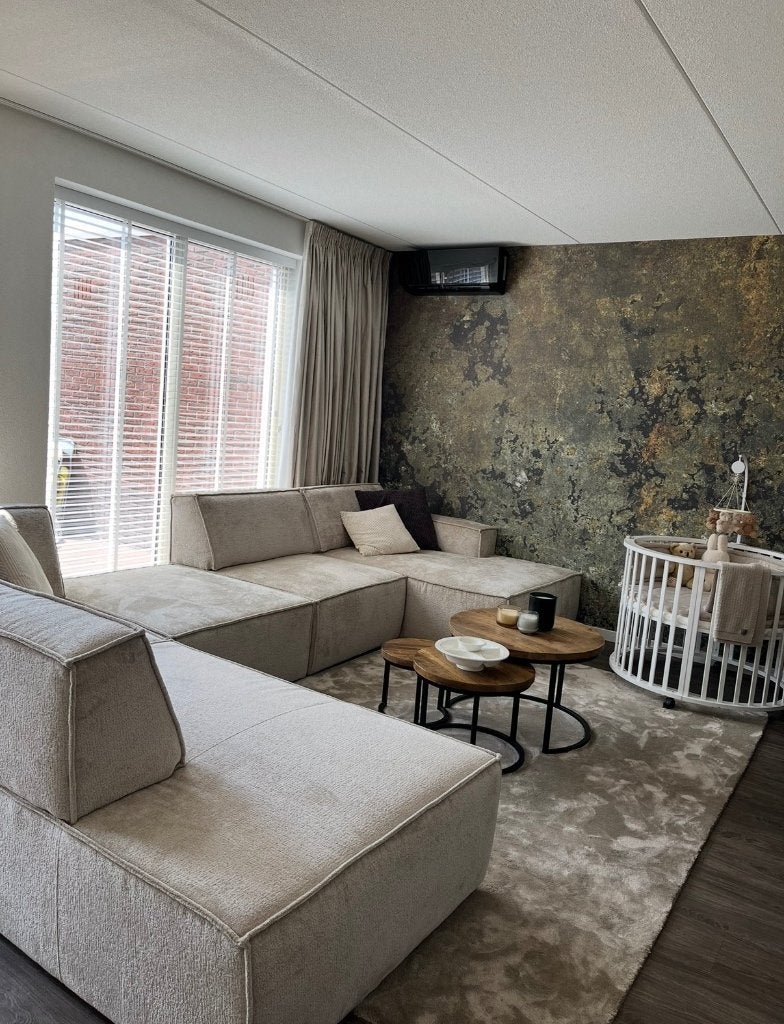Velvet taupe/beige kleurig vloerkleed, Ophalen, Gebruikt, Beige, 200 cm of meer