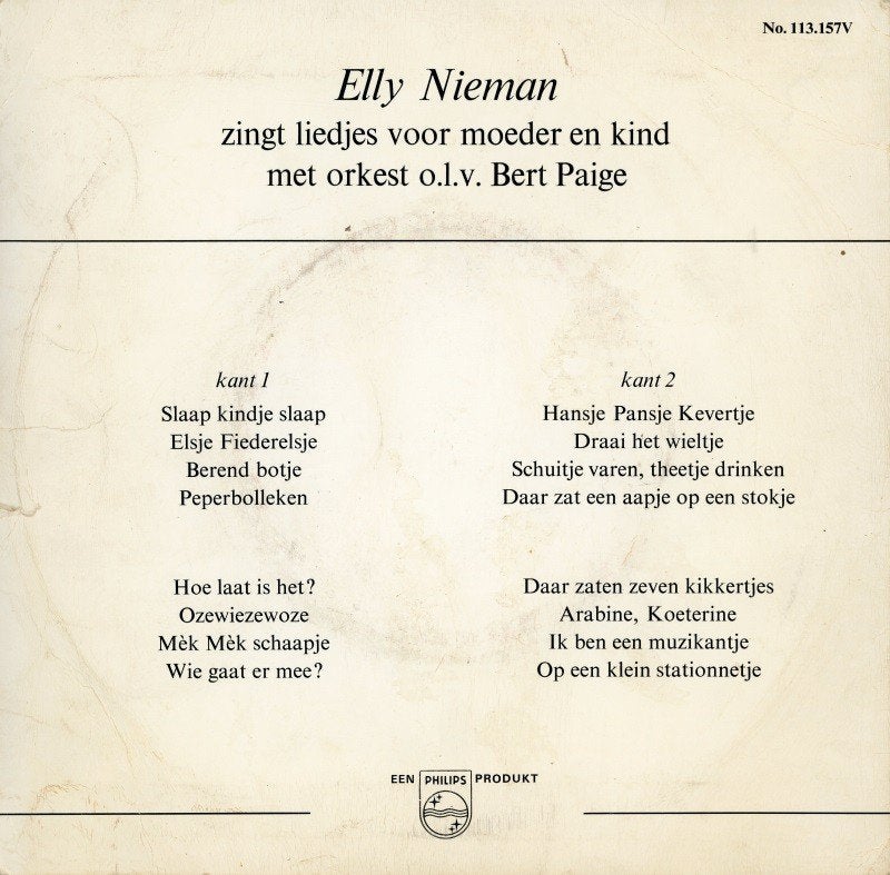 Elly Nieman – Liedjes Voor Moeder En Kind vinyl EP 1968, Ophalen, Gebruikt, EP, EP