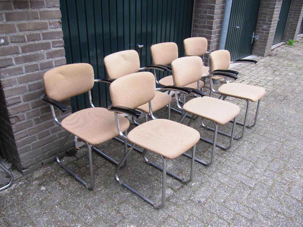 30x Design verchroomde sledestoel stoel Ahrend De Circkel., Ophalen, Gebruikt, Overige kleuren, Vijf, Zes of meer stoelen
