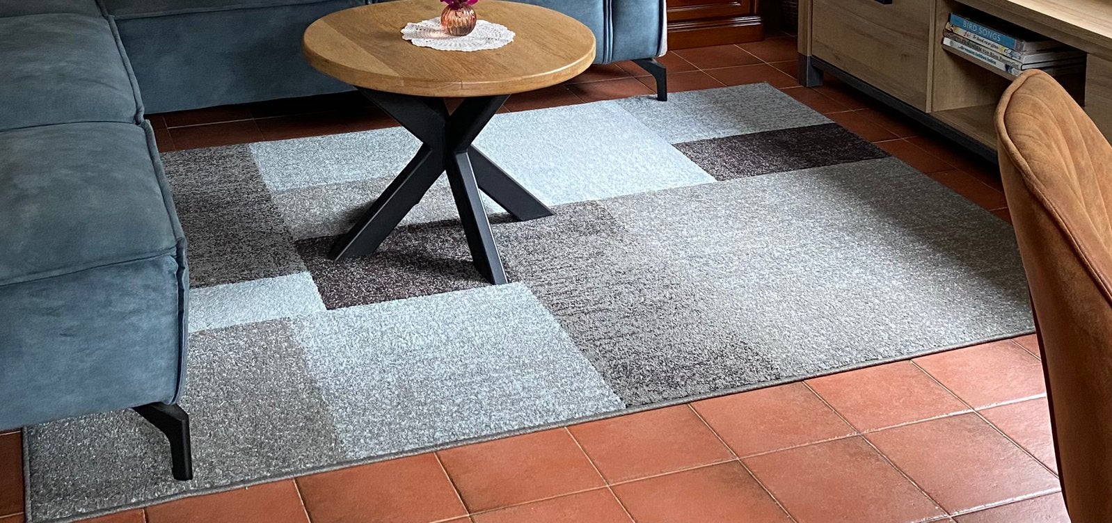 Vloerkleed Casa Blok 160x230 grijsblauw, Ophalen, 150 tot 200 cm, 200 cm of meer, Zo goed als nieuw