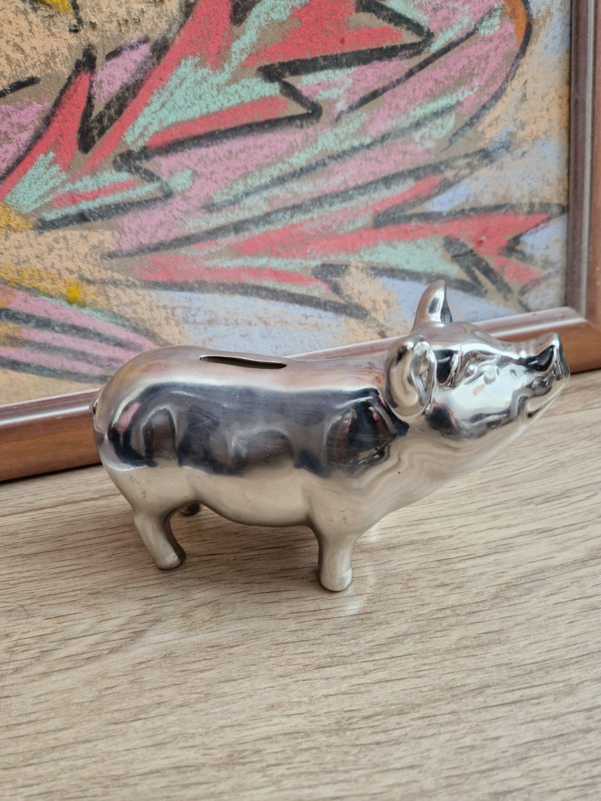 Spaarvarken chroom zilver design vintage, Ophalen of Verzenden