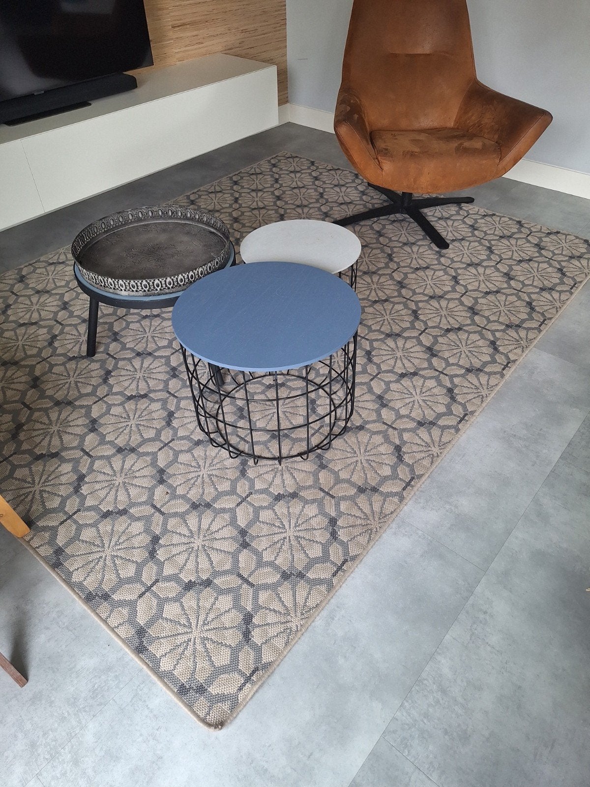 Modern Vloerkleed met Geometrisch Patroon - Grijs/Beige, Ophalen, 200 cm of meer, Modern, Geometrisch, 200 cm of meer