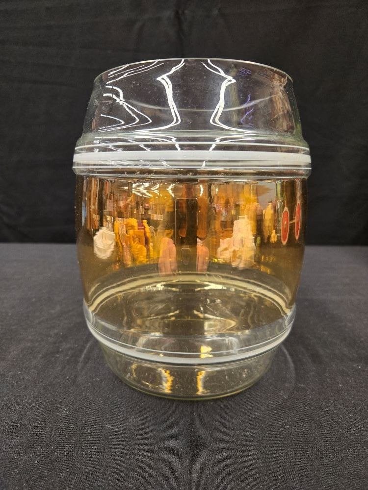 Goudkleurige ronde glazen vaas, Ophalen of Verzenden, 20 cm, Goud, Glas