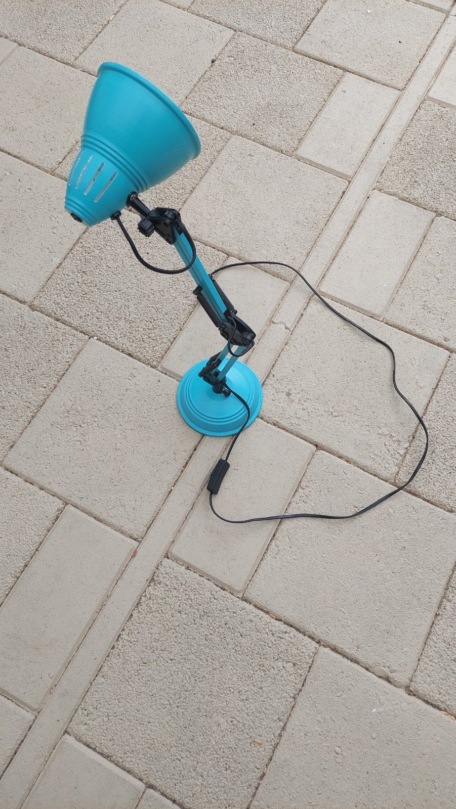 Turquoise bureaulamp met verstelbare arm, Huis en Inrichting, Inclusief lichtbron, Bureaulamp, Gebruikt, Overige merken