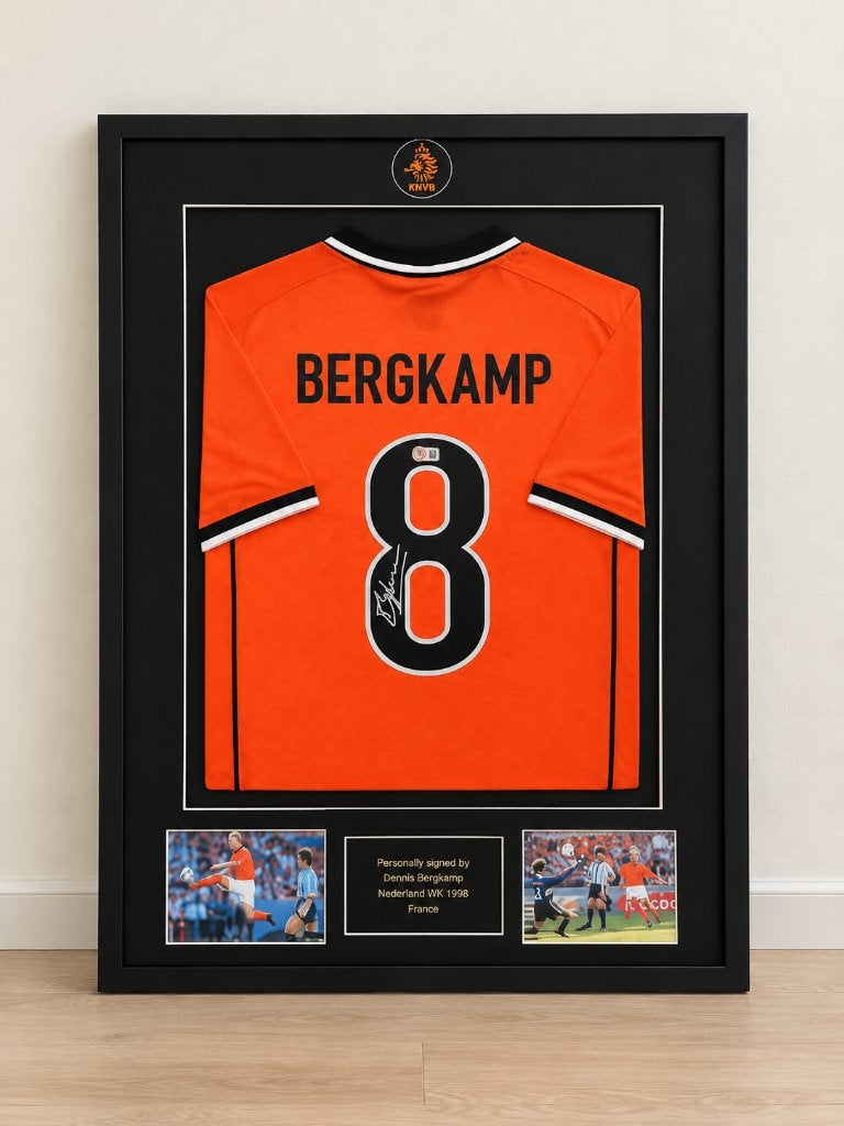 Gesigneerd WK 1998 Dennis Bergkamp shirt (Incl. certificaat), Maat L, Ophalen of Verzenden, Nieuw, Shirt