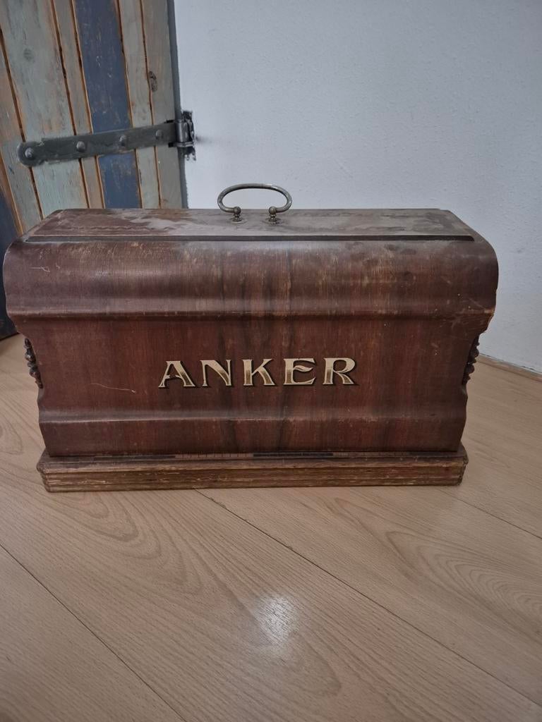 Antieke Anker Naaimachine in Houten Kist, Ophalen