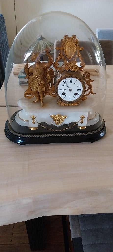 Antieke klok met stolp, Antiek en Kunst, Ophalen