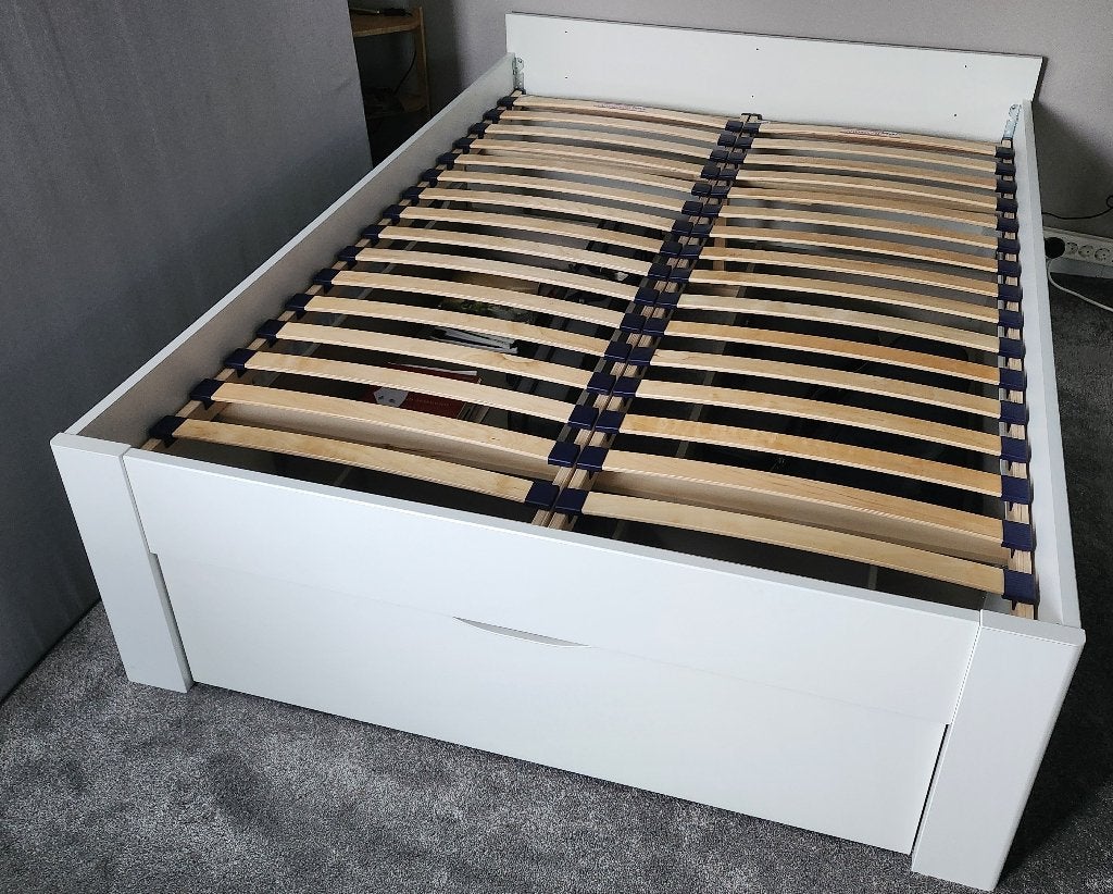 Opbergbed 140X200 BUTIKEN, Ophalen, Gebruikt, Wit, Tweepersoons