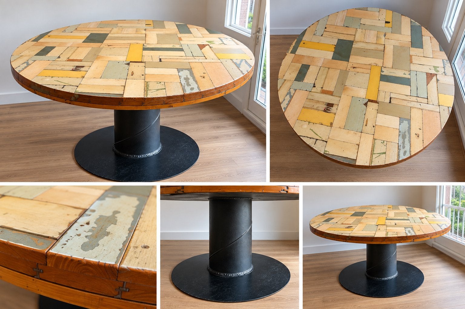 Piet Hein Eek lookalike eettafel 160x160cm, Antiek en Kunst, Ophalen