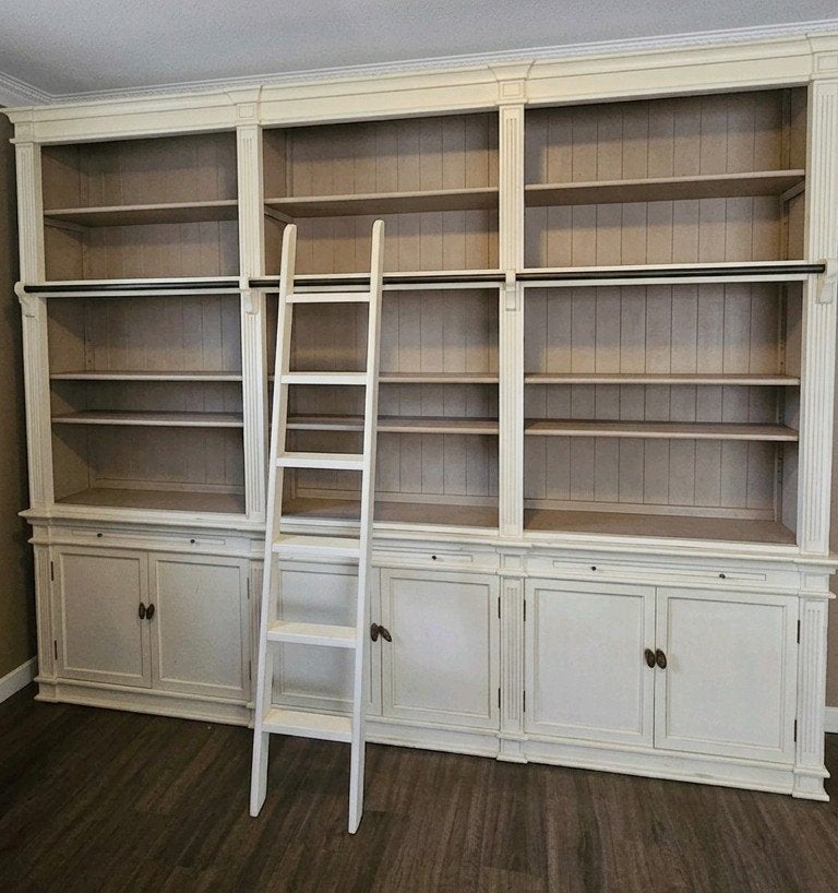 Prachtige landelijke bibliotheekkast/boekenkast met ladder, Ophalen, Gebruikt, 200 cm of meer, Landelijk