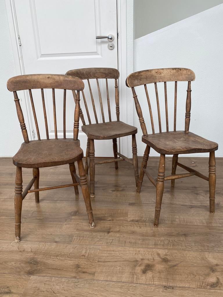 3 antieke stoelen, Ophalen, Gebruikt, Old engels, Hout