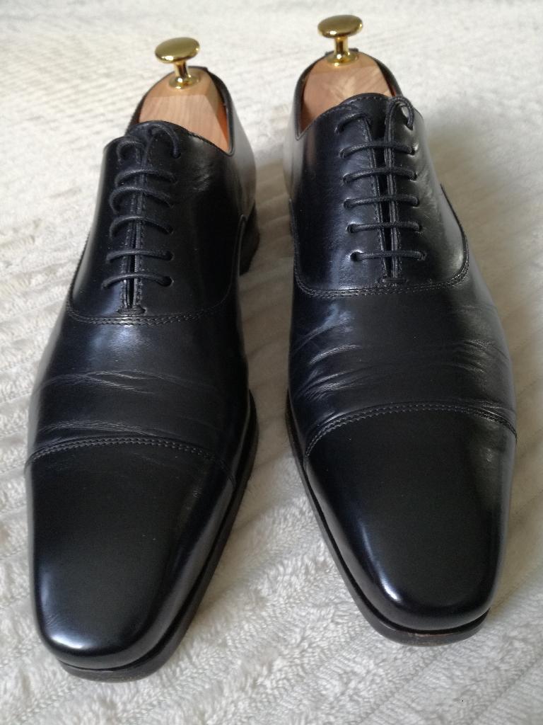 Santoni Heren veterschoenen - maat 5 in zwart (i.z.g.st), Verzenden, Zwart, Santoni, Gedragen