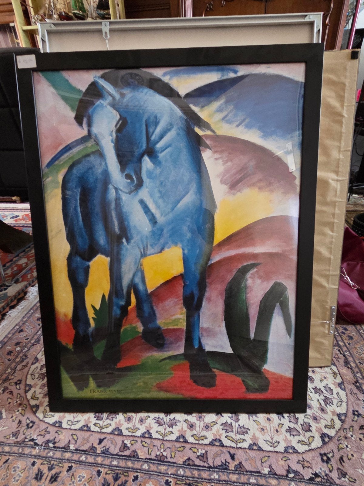 Franz Marc - Blaues Pferd I (ingelijst), Antiek en Kunst, Expressionistisch, Dieren, Ophalen of Verzenden, Print