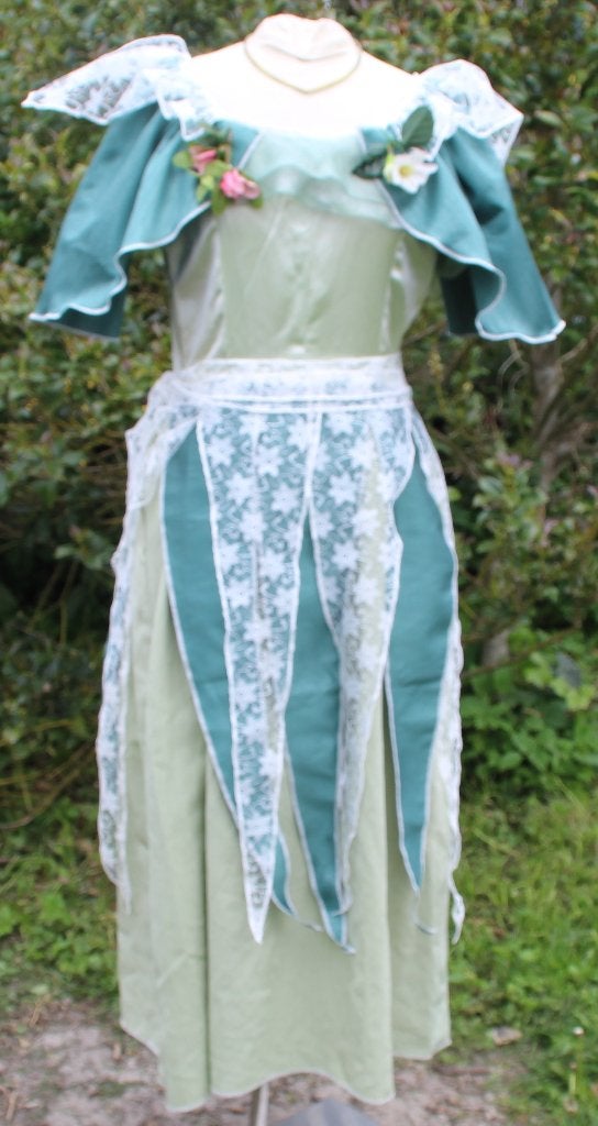 Prachtige groene elvenjurk mt S/M gaaf versiert - Carnaval, Kleding | Dames, Carnaval, ., Nieuw, Ophalen of Verzenden