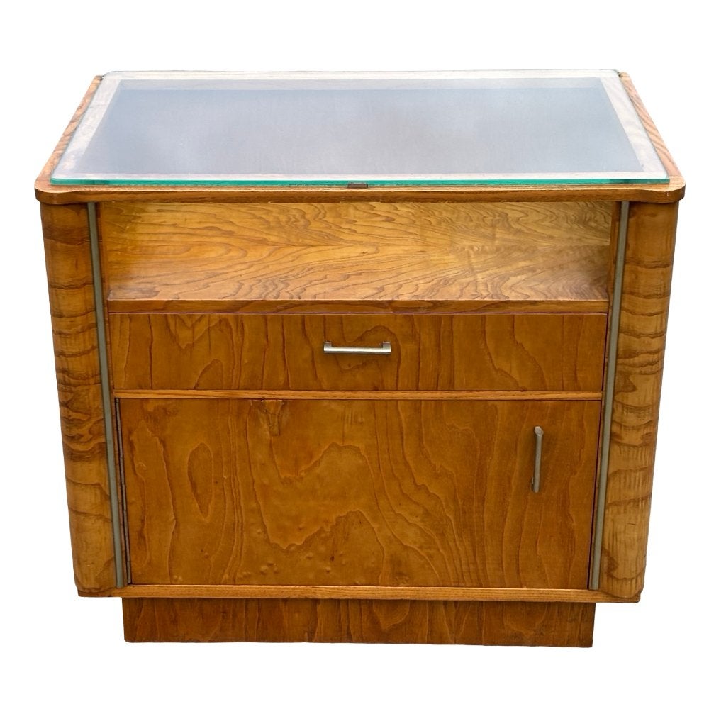 Art Deco Nachtkastjes Set Van 2 Walnoot Fineer Design, Ophalen, Art Deco, Minder dan 45 cm, Art Deco