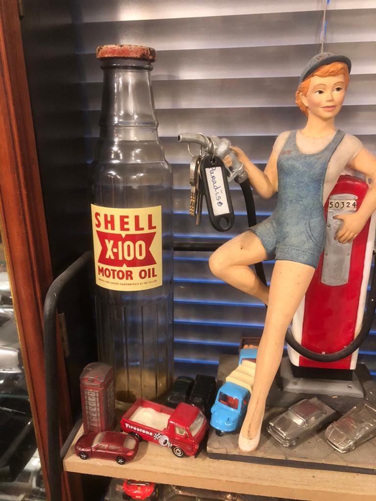 Oude Vintage Shell X-100 Olie fles met dop, Ophalen of Verzenden, Gebruikt, Gebruiksvoorwerp