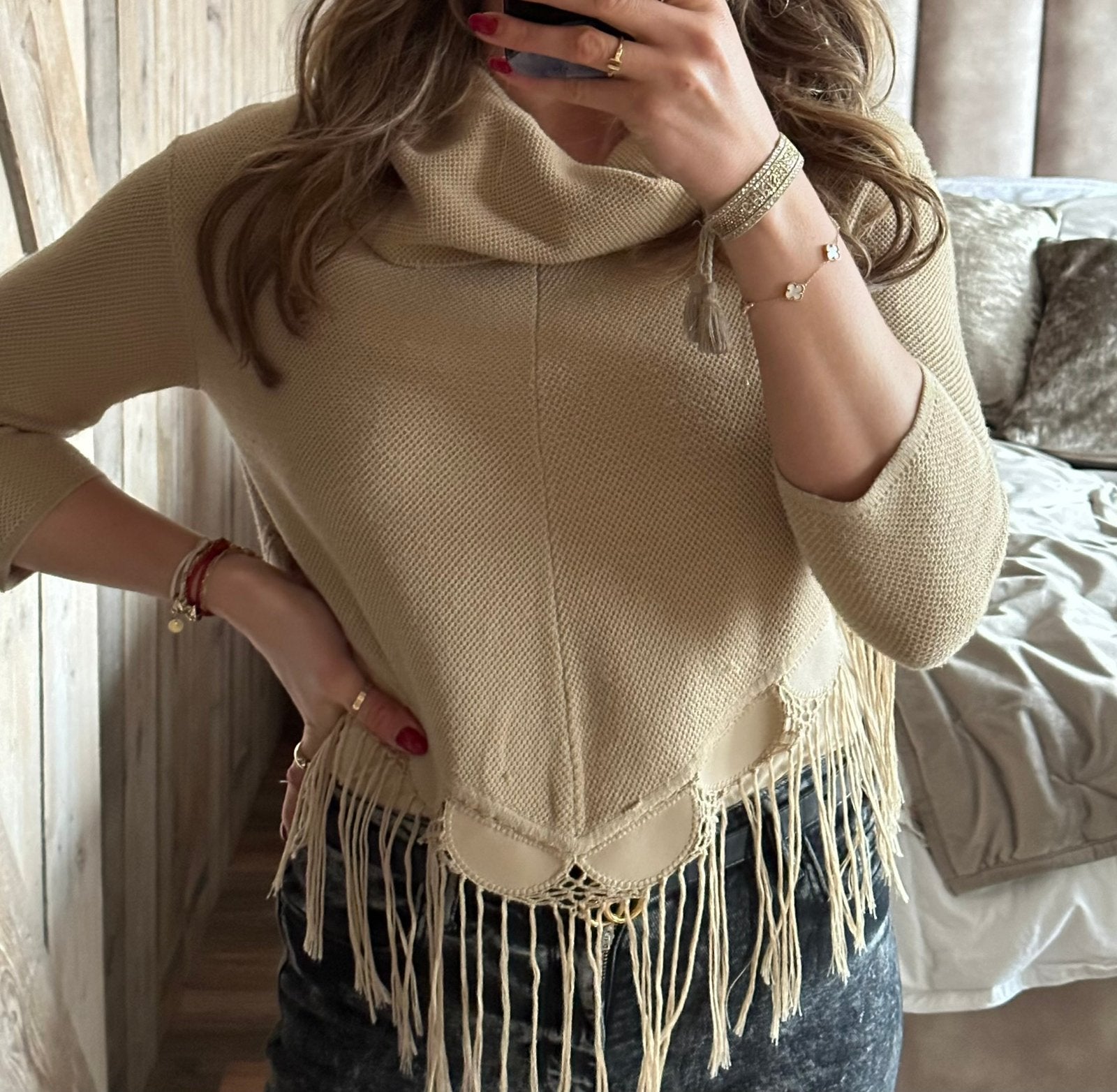 Supertrash konichi - beige poncho in maat XS, Ophalen of Verzenden, Zo goed als nieuw, Maat 34 (XS) of kleiner, Beige