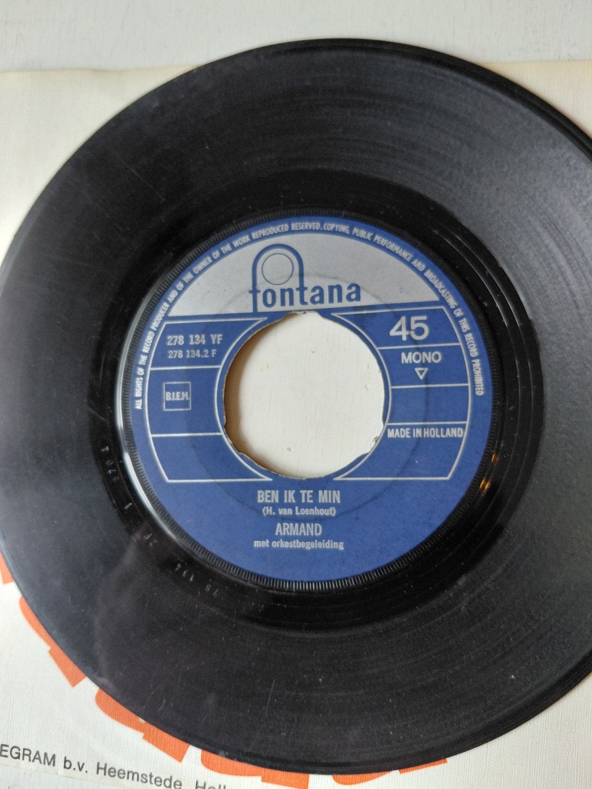Armand - Ben Ik Te Min (Fontana Single), Ophalen of Verzenden, Gebruikt, Nederlandstalig