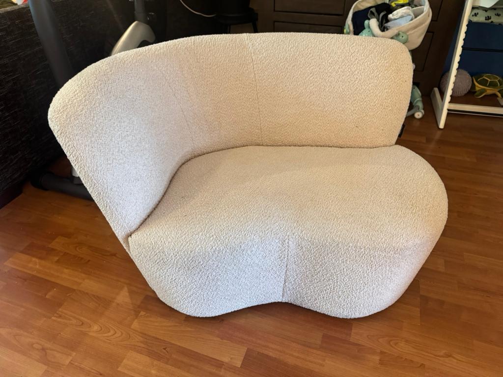WOOOD fauteuil Stone crème bouclé stof, Huis en Inrichting, Fauteuils, Ophalen, Zo goed als nieuw, Stof