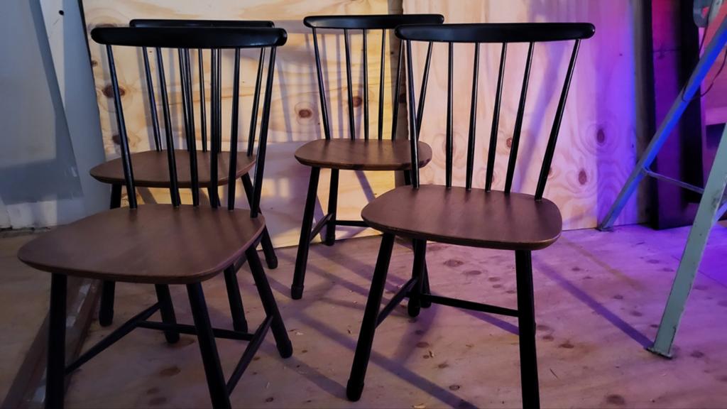 4x topiovaara pastoe webbing stoelen 1960 1970, Ophalen, Gebruikt, Zwart, Riet of Rotan