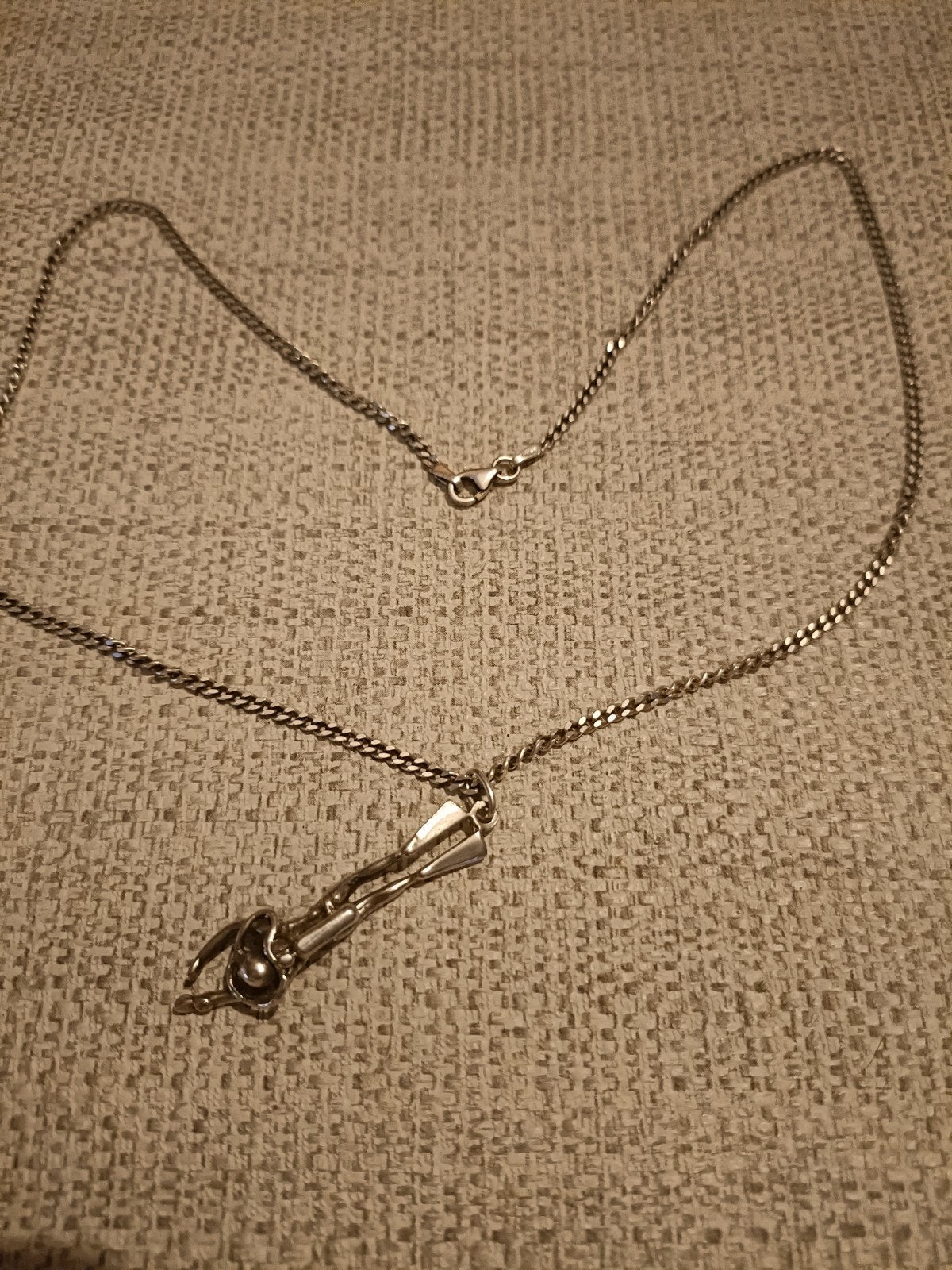 Heren Collier Met Hanger Zilver 925 Gourmett & Hanger Duiker, Met hanger, Gebruikt, Verzenden, Zilver