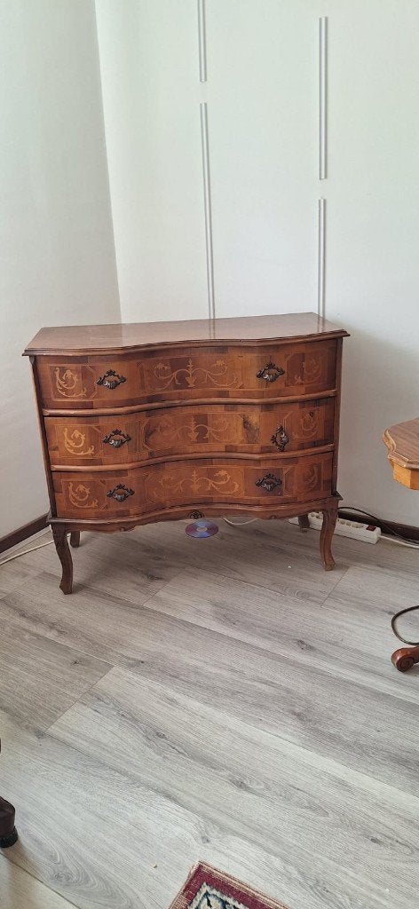 Ladekast met intarsia inlegwerk, Antiek en Kunst, Ophalen of Verzenden
