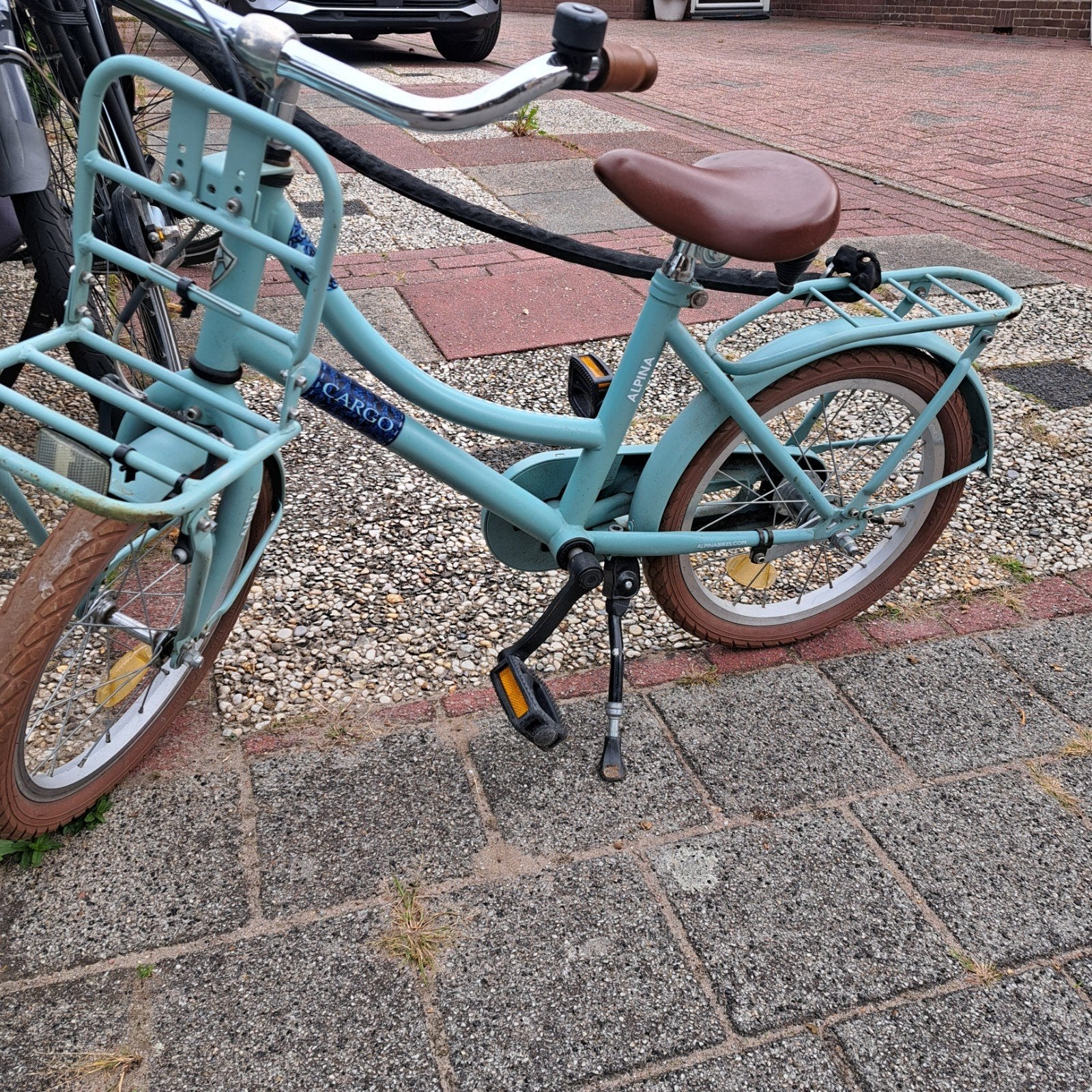 Leuke blauwe kinderfiets alpina cargo, Ophalen, Gebruikt, Terugtraprem, Cargo