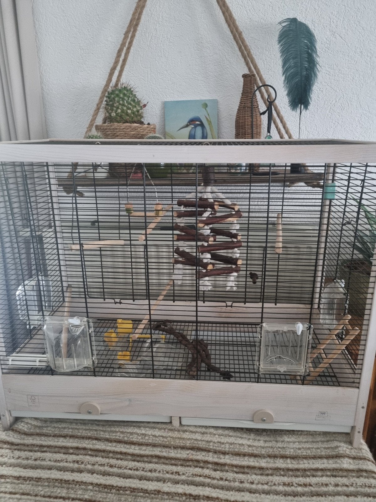 Vogelkooi compleet met alles erbij parkietenkooi 80x40x60, Ophalen, Zo goed als nieuw, Metaal, Vogelkooi