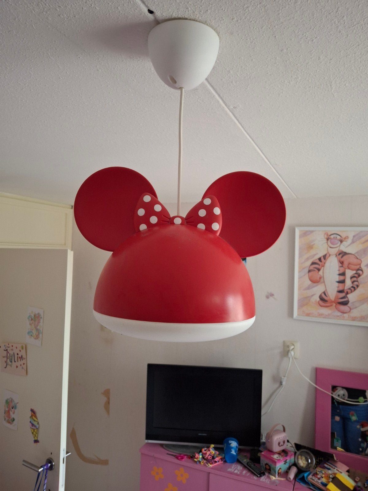 Minnie Mouse Hanglamp voor Kinderkamer, Ophalen, Kunststof, Gebruikt, Disney, Kinderkamer, Speels