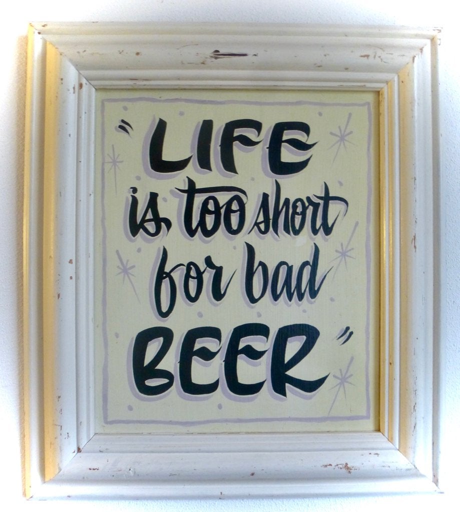 Handgeschilderd tekstbord / schilderij / bier / mancave, Tekstbord, 39 cm, Nieuw, Ophalen of Verzenden
