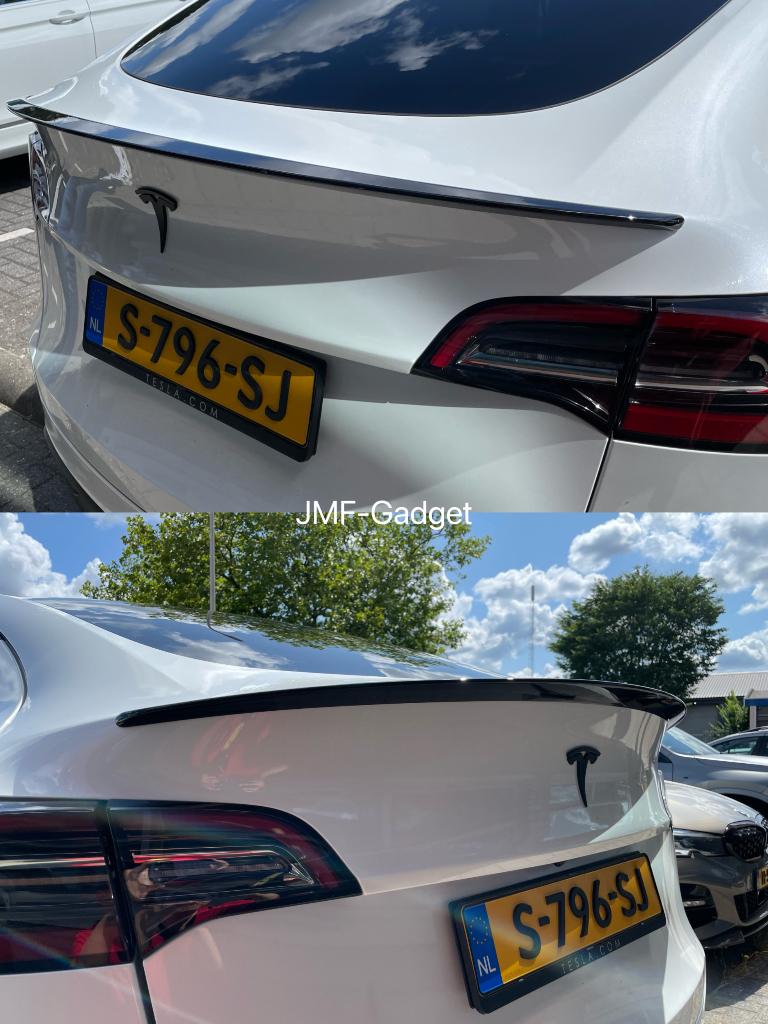 Tesla Model 3 & Y Glans Piano Zwart Koffer Spoiler Zwart, Ophalen