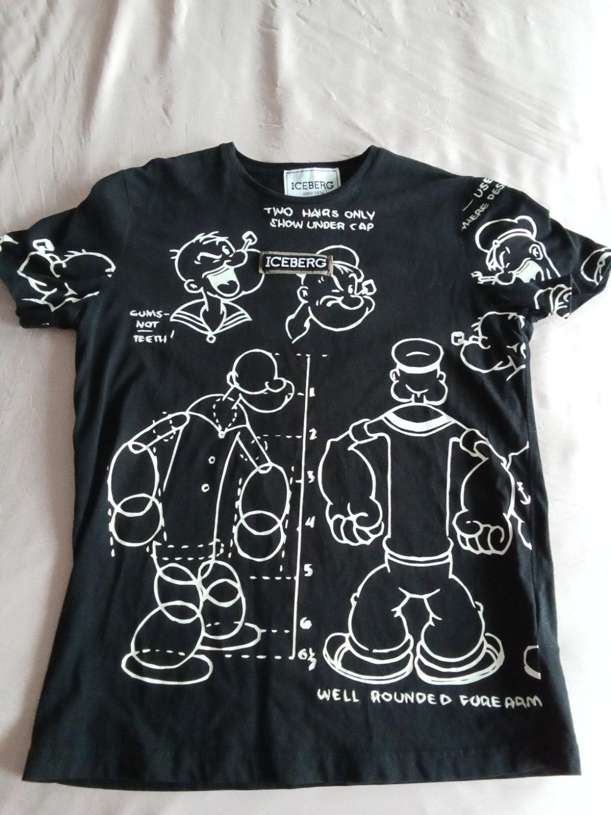 Iceberg t-shirt popeye maat L, Kleding | Heren, Maat 52/54 (L), Zwart, Ophalen of Verzenden, Gedragen