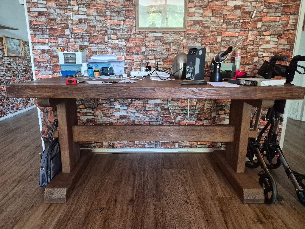 Eikenhouten tafel, Ophalen, Gebruikt, 100 tot 150 cm, Eikenhout