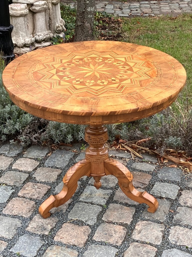 19de eeuwse tafel met Sorrento inlegwerk (marqueterie Italy), Ophalen