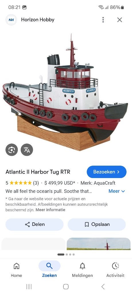 Rc sleepboot Atlantic 2 harbor tug rtr vaarklaar, Hobby en Vrije tijd, Modelbouw | Boten en Schepen, Ophalen of Verzenden, Nieuw