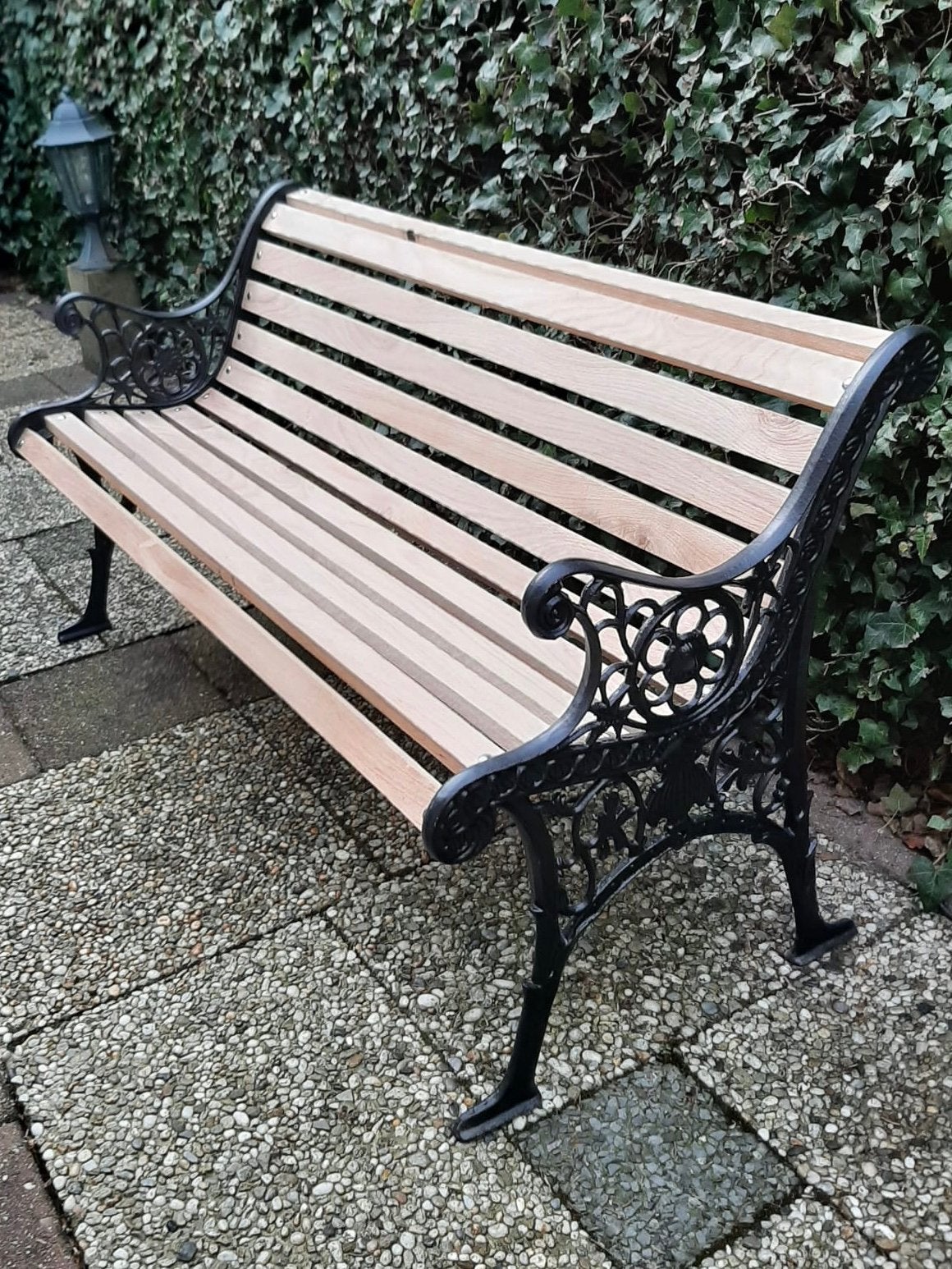 Tuinbank parkbank gietijzer eiken NIEUW, Ophalen of Verzenden, Nieuw, Hout, 2 zitplaatsen