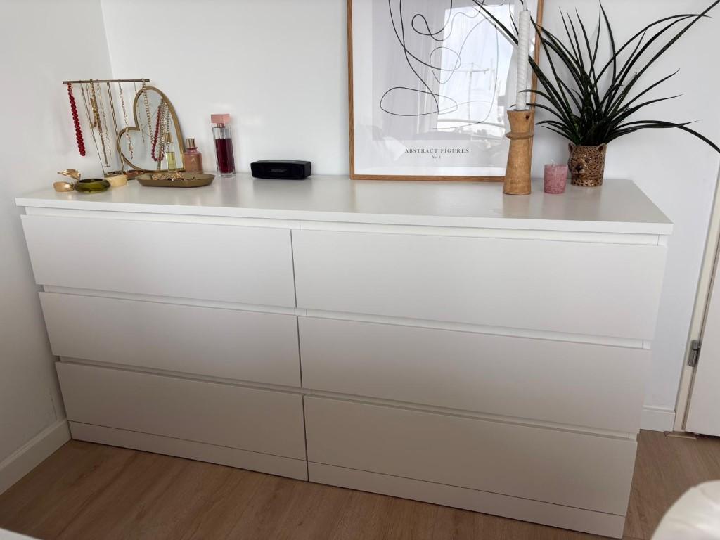 IKEA MALM ladekast wit 160 cm – 6 lades, Huis en Inrichting, Kasten | Ladekasten, Ophalen, 5 laden of meer, 150 tot 200 cm, Zo goed als nieuw