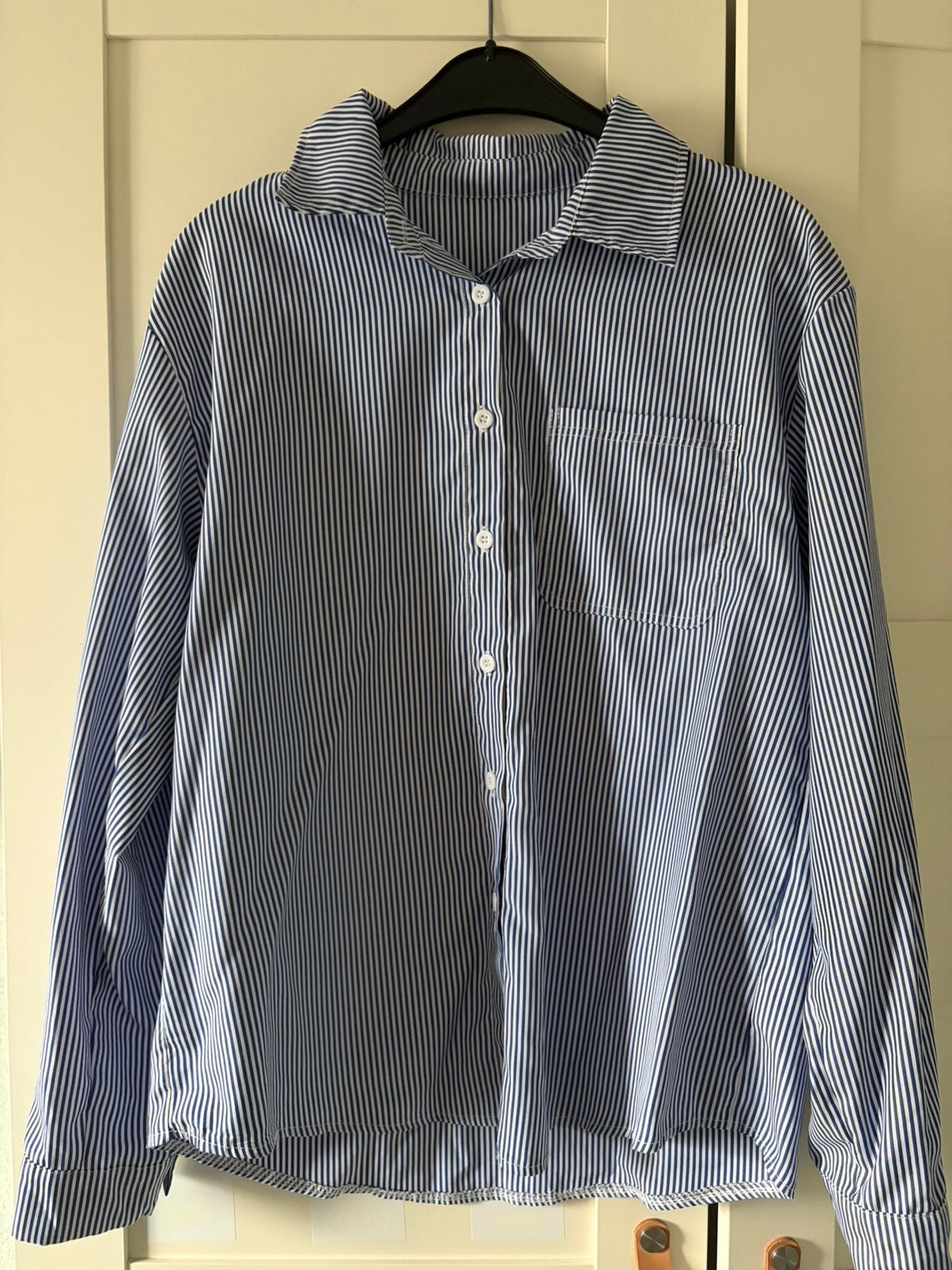 Blauw wit gestreepte blouse, Ophalen of Verzenden, Zo goed als nieuw, Maat 42/44 (L), Blauw