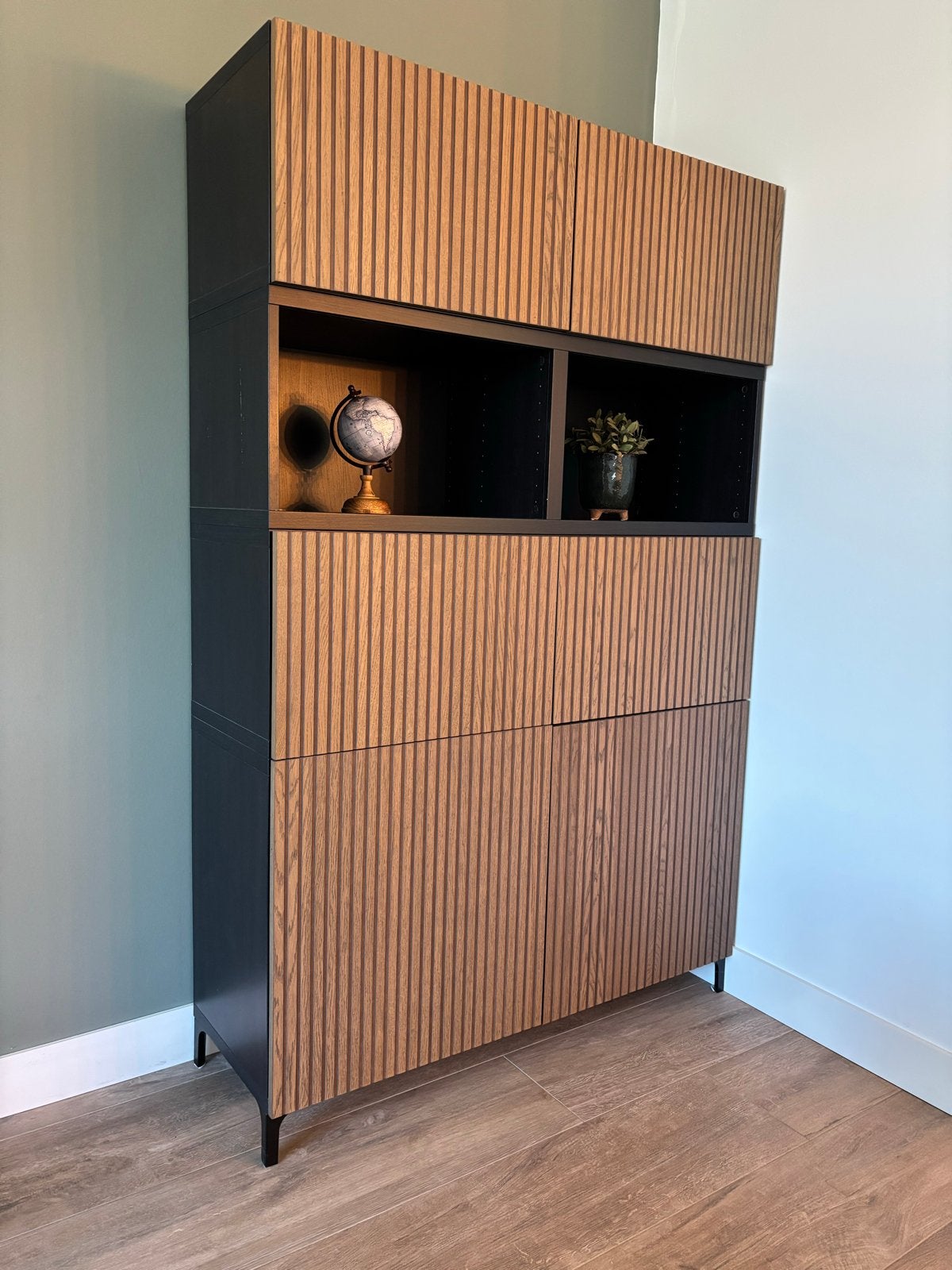 IKEA Besta Björköviken kast zwartbruin met eikenfineer, Ophalen, Eikenhout, Met lade(s), 50 tot 100 cm