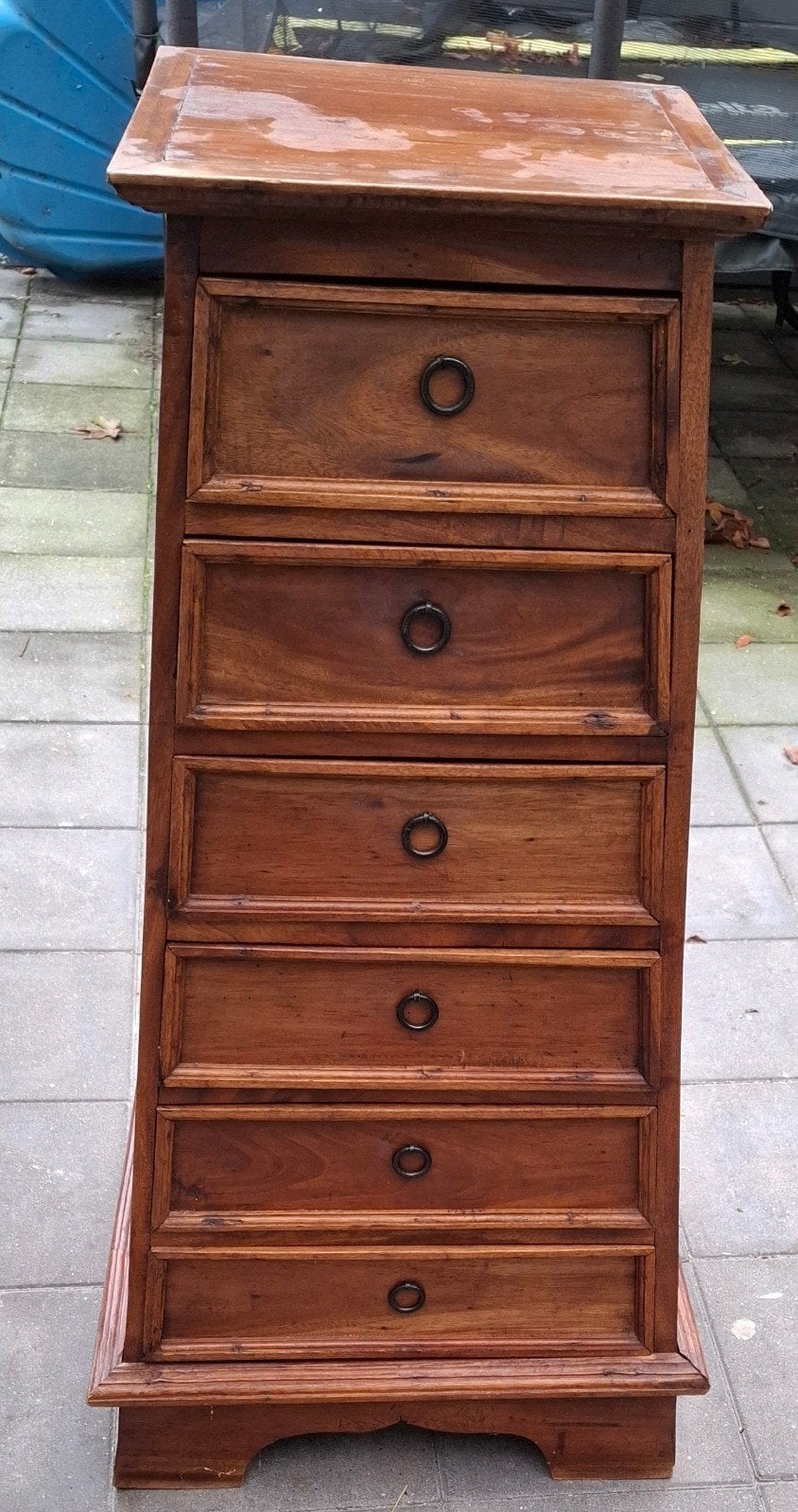houten ladekastje met zes lades en ronde ringgrepen, Huis en Inrichting, 1 of 2 laden, Ophalen of Verzenden, 25 tot 50 cm, Minder dan 100 cm