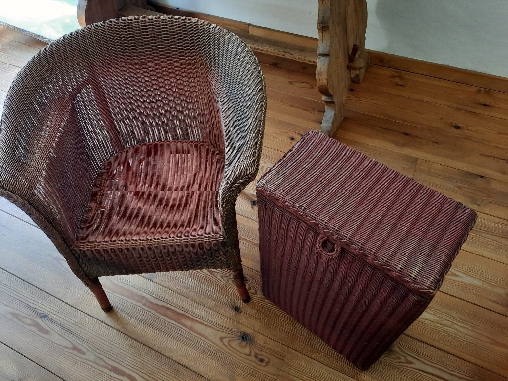 Lloyd Loom set stoel & mand rood, Ophalen