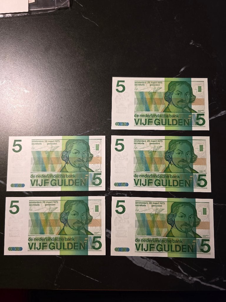 5 gulden biljetten 1973, Postzegels en Munten, Ophalen of Verzenden, 5 gulden, Los biljet