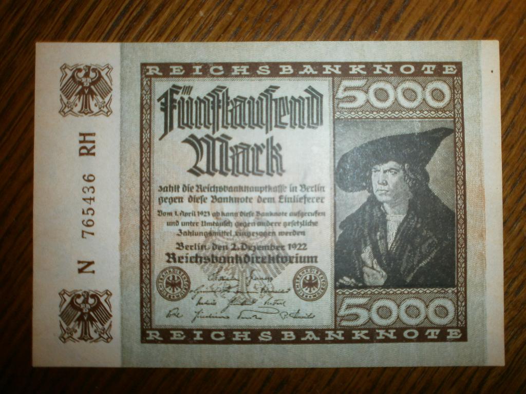 Duitsland 5000 Mark 1922 Km81a Watermerk Sterren G/D UNC-, Verzenden, Duitsland