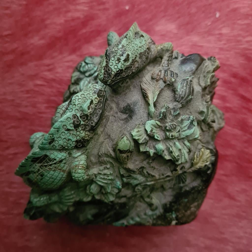 Oud Chinees turkooissnijwerk beeld, Verzamelen, Ophalen of Verzenden