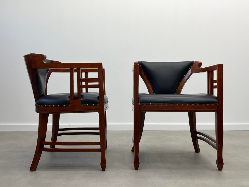 Set van 2 vintage  Art Nouveau Fauteuils / Stoelen, Huis en Inrichting, Krukjes, Zo goed als nieuw, Hout, Ophalen
