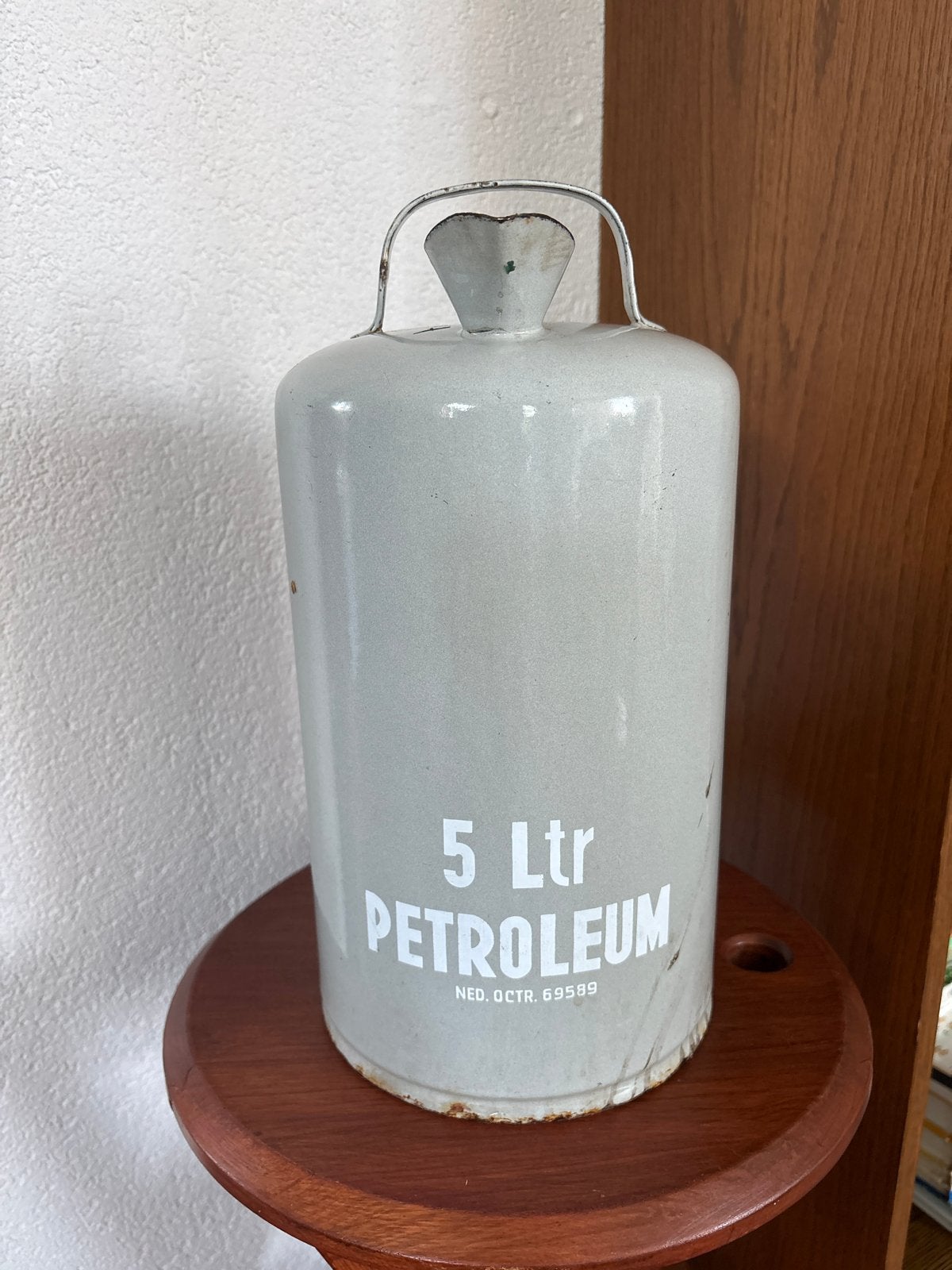 Vintage 5 Liter Petroleum Kan - Emaille, Antiek en Kunst, Ophalen