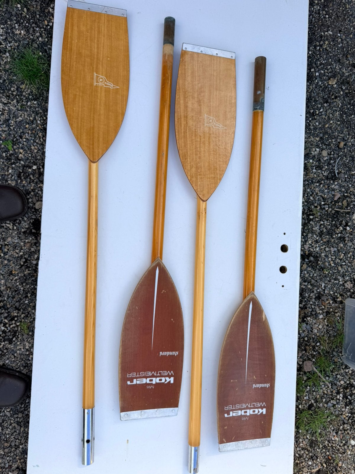 Vintage houten peddels voor kajak  klepper en kober, Watersport en Boten, Ophalen, Gebruikt, Dubbelbladige peddel
