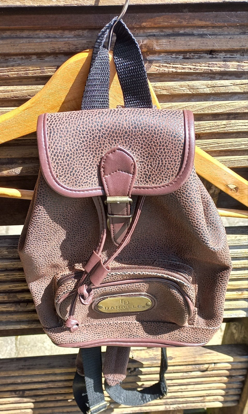 Vintage bruine rugzak - Danielle, Overige merken, Gebruikt, Minder dan 30 cm, Ophalen of Verzenden